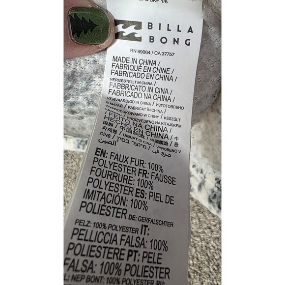 Billabong Montreal Fleece Jacket Size Small Polar Gray Aztec Longline Cozy - Picture 4 of 8